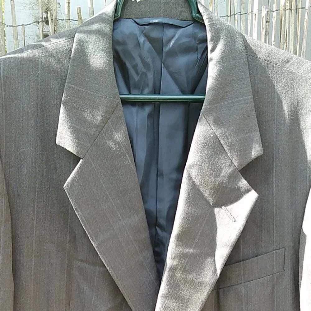 Hickey Freeman Men's Wool Gray Pinstripe Suit Jacket Blazer - 42L